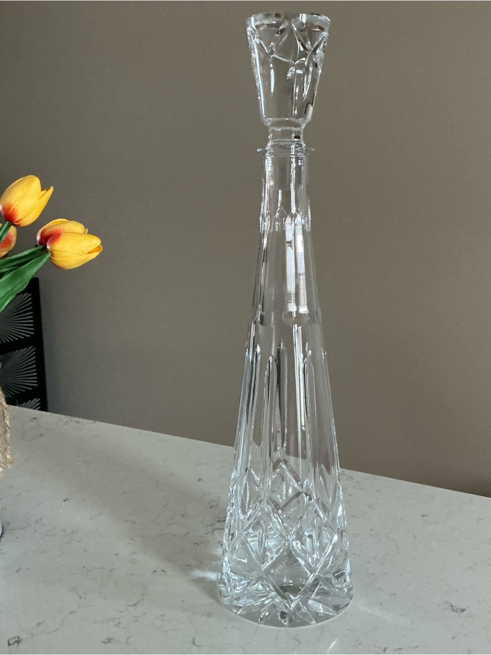 Vintage full lead crystal decanter with stopper BLOCk 16” hand cut crystal